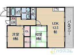 第2クリスタルハイツ 2LDKの間取図画像