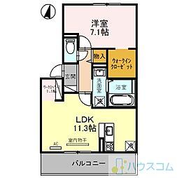 セジュール南耳原 1LDKの間取図画像