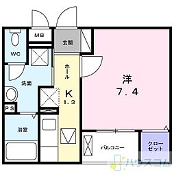 シェーネ 1Kの間取図画像