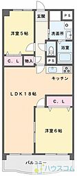シャトー第3八戸の里 2LDKの間取図画像