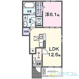 ジェイ プラサーダ 1LDKの間取図画像