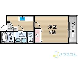 アムール千里丘 1Kの間取図画像
