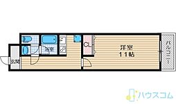 グランコート南摂津 1Kの間取図画像