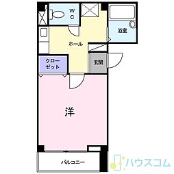 ヴィラウェスト 1Kの間取図画像