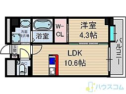 ヴェルドゥール南茨木 1LDKの間取図画像