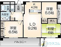 パルコート 3LDKの間取図画像