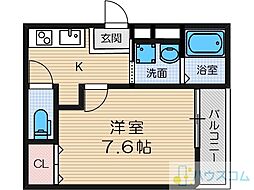 フジパレス千里丘2番館 1Kの間取図画像