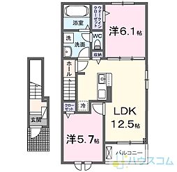 ジェイ プラサーダ 2LDKの間取図画像