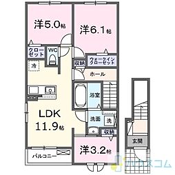 摂津市鳥飼下2丁目アパート 3LDKの間取図画像