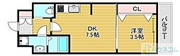 ExcellentKishibe 1DKの間取図画像