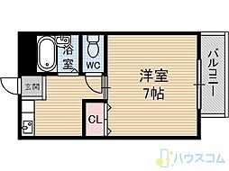 パナハイツ宝西 1Kの間取図画像