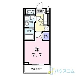 カーサモデルノ南摂津 1Kの間取図画像