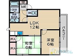 ラクシュミー鳥飼H棟 2LDKの間取図画像