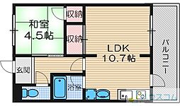 松岡ハイツ 1LDKの間取図画像