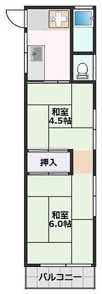 千里丘駅前アパート ｜大阪府摂津市千里丘東1丁目(賃貸アパート2K・2階・26.73㎡)の写真 その2