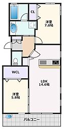 ＣＰＬａｎｄｓｃａｐｅ 1階2LDKの間取り