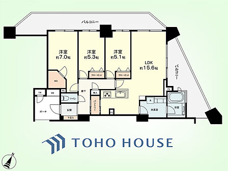 3LDK+TR、パントリー 専有面積78.14平米、バルコニー面積31.53平米