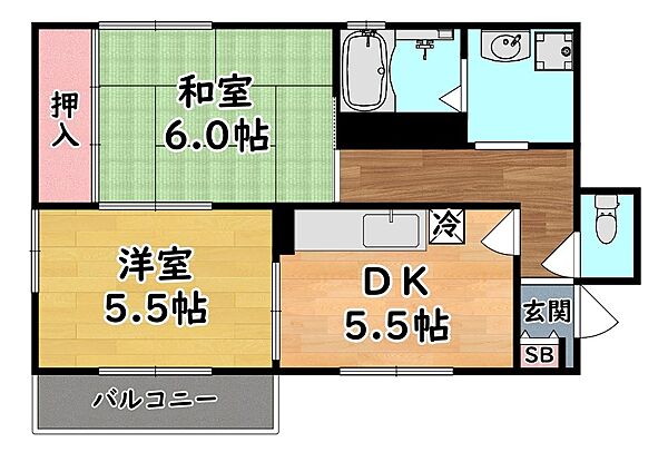 兵庫県神戸市灘区上河原通１丁目(賃貸アパート2DK・1階・44.00㎡)の写真 その2
