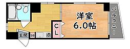 ロマネスク六甲 1Kの間取図画像