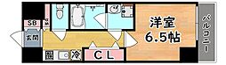 灘北レジデンス 1Kの間取図画像
