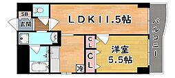 ロイヤル六甲駅前 1LDKの間取図画像