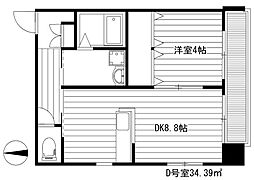 オレンジハート前平 1DKの間取図画像