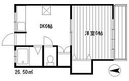 緑荘 1DKの間取図画像