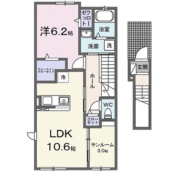 アウローラ　デル　オエステ 203｜静岡県焼津市西小川４丁目(賃貸アパート1LDK・2階・51.64㎡)の写真 その2