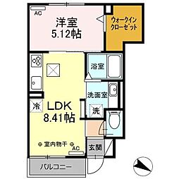 リッシュ 1LDKの間取図画像
