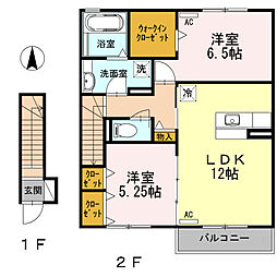 カサ・デ・コリーナ 2LDKの間取図画像