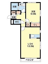 ヘーベルメゾン 1LDKの間取図画像