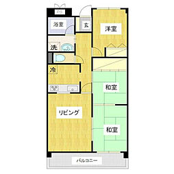 サザンヒルズ仲田 3LDKの間取図画像
