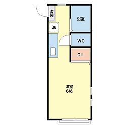 ビズィエール金谷 ワンルームの間取図画像