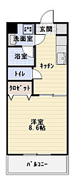 ハッピネス 1Kの間取図画像