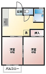 エバーグリーン 2DKの間取図画像