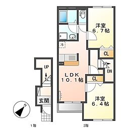 ラ・ヴィ・アン・ビレッジ 2LDKの間取図画像
