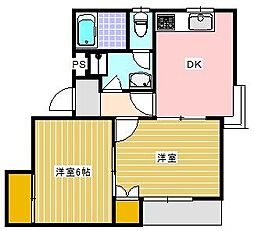 グリーンハイツ 2DKの間取図画像