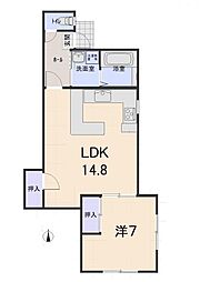 メルフォルン 1LDKの間取図画像