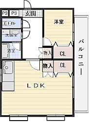 コンフォート萩M 1LDKの間取図画像