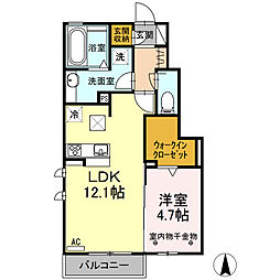 リアン 1LDKの間取図画像