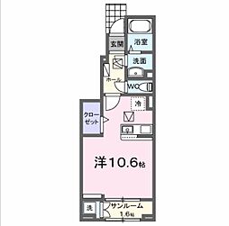 藤枝市東町アパート ワンルームの間取図画像