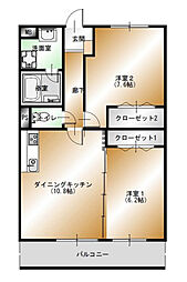 ラニッシュソネ 2LDKの間取図画像