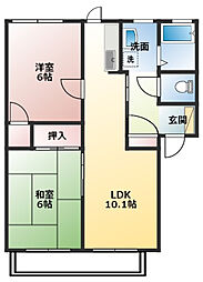 フレグランスマツウラB 2LDKの間取図画像