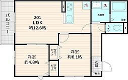 メゾン ド ココルソレイユ 2LDKの間取図画像