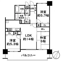 アムール吉塚ステーション 3LDKの間取り