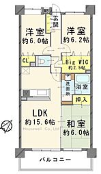 アクアウイング353ガーデンコート 3LDKの間取図画像
