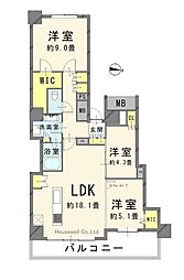 大宮スカイ&スクエア ザ・タワー 3LDKの間取図画像