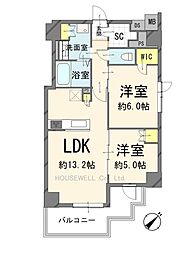 ファインレジデンス川越WEST 2LDKの間取図画像