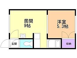 ハピネスE 1LDKの間取図画像