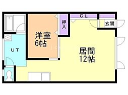 新中野華紋ビル 3階1LDKの間取り